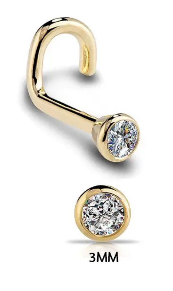 Nasenpiercing aus Chirurgenstahl 316L Nasenstecker mit Kristallstein 3mm Zirkonia