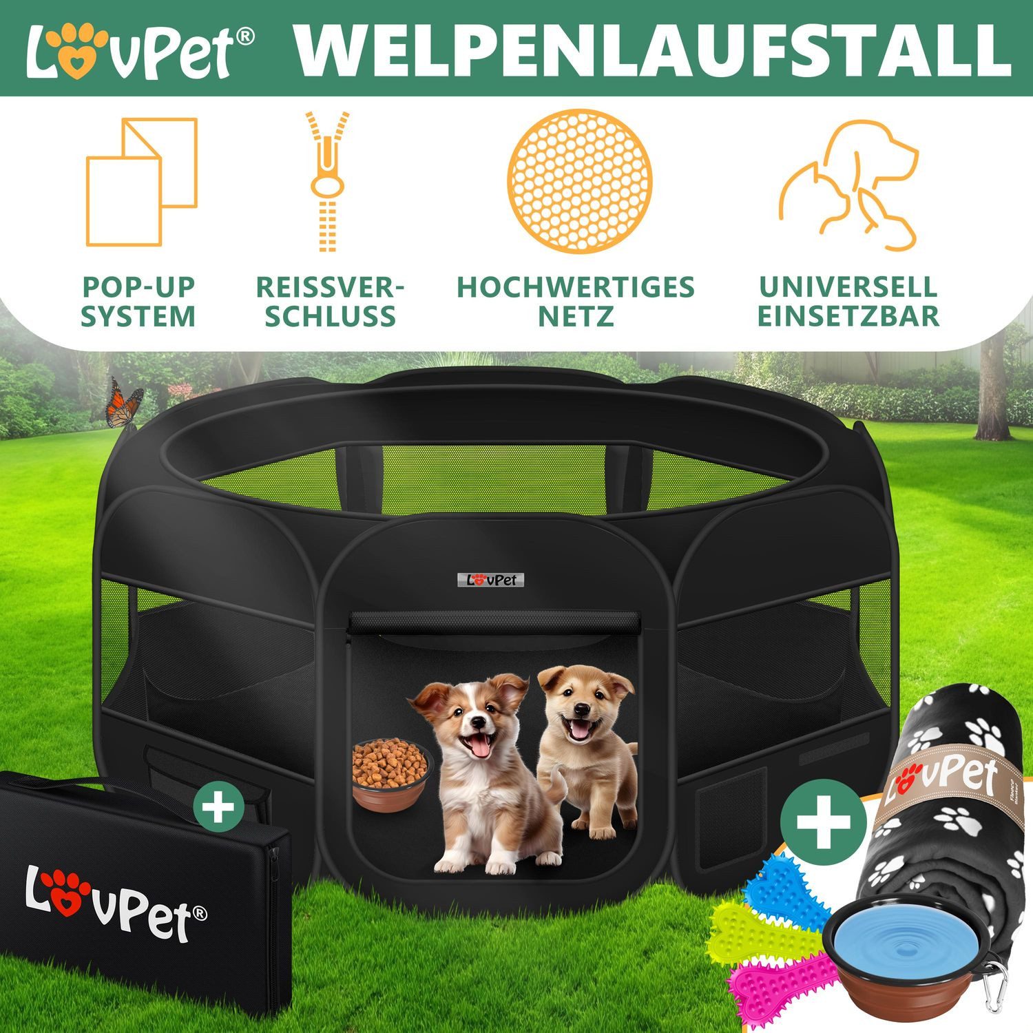 Lovpet Laufstall, Welpenlaufstall Tierlaufstall Faltbar für günstig online kaufen