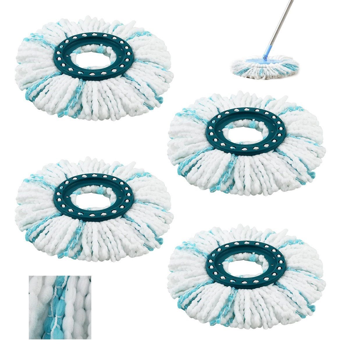 4St Moppaufsatz für Disc Mop Mikrofaser Schonend Gründlich Moppaufsatz