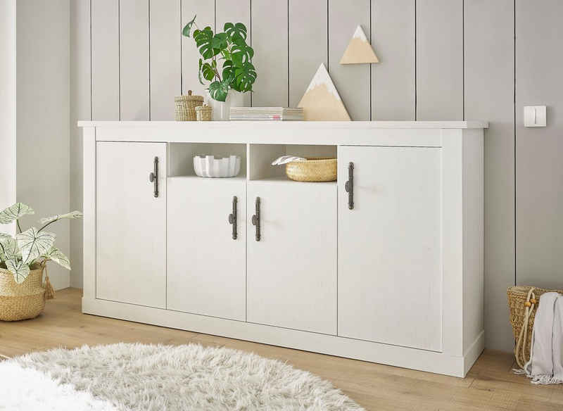 Home affaire Sideboard RAVENNA, im romantischen Landhausstil, Griffe aus Metall, Breite 201 cm