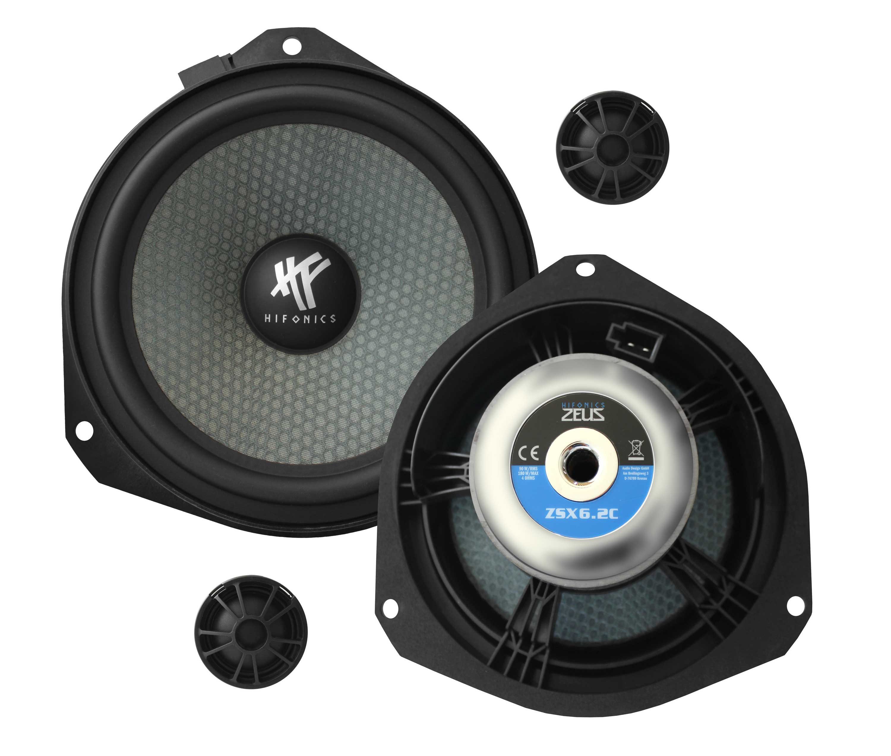 Hifonics ZSX6.2C 16,5 cm (6.5) 2-Wege Komponenten-System passend u. a. für Ope Auto-Lautsprecher (90 W)
