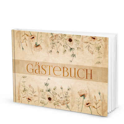 Logbuch-Verlag Tagebuch Gästebuch boho vintage DIN A4 quer beige floral