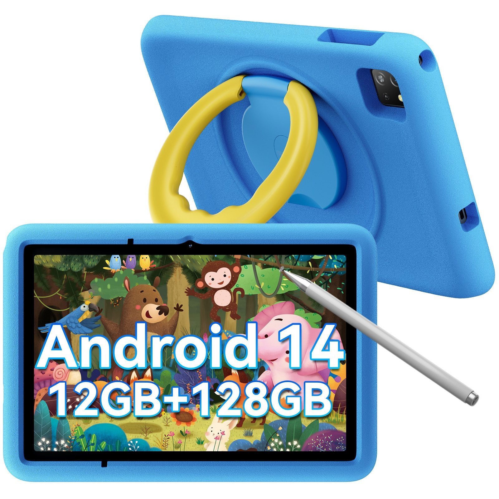blackview Tab A6Kids(4+128) incl. Stift, Hülle, Ladegerät Tablet (10.1", 128 GB, Kinder-Modus, HD+, Android 14)