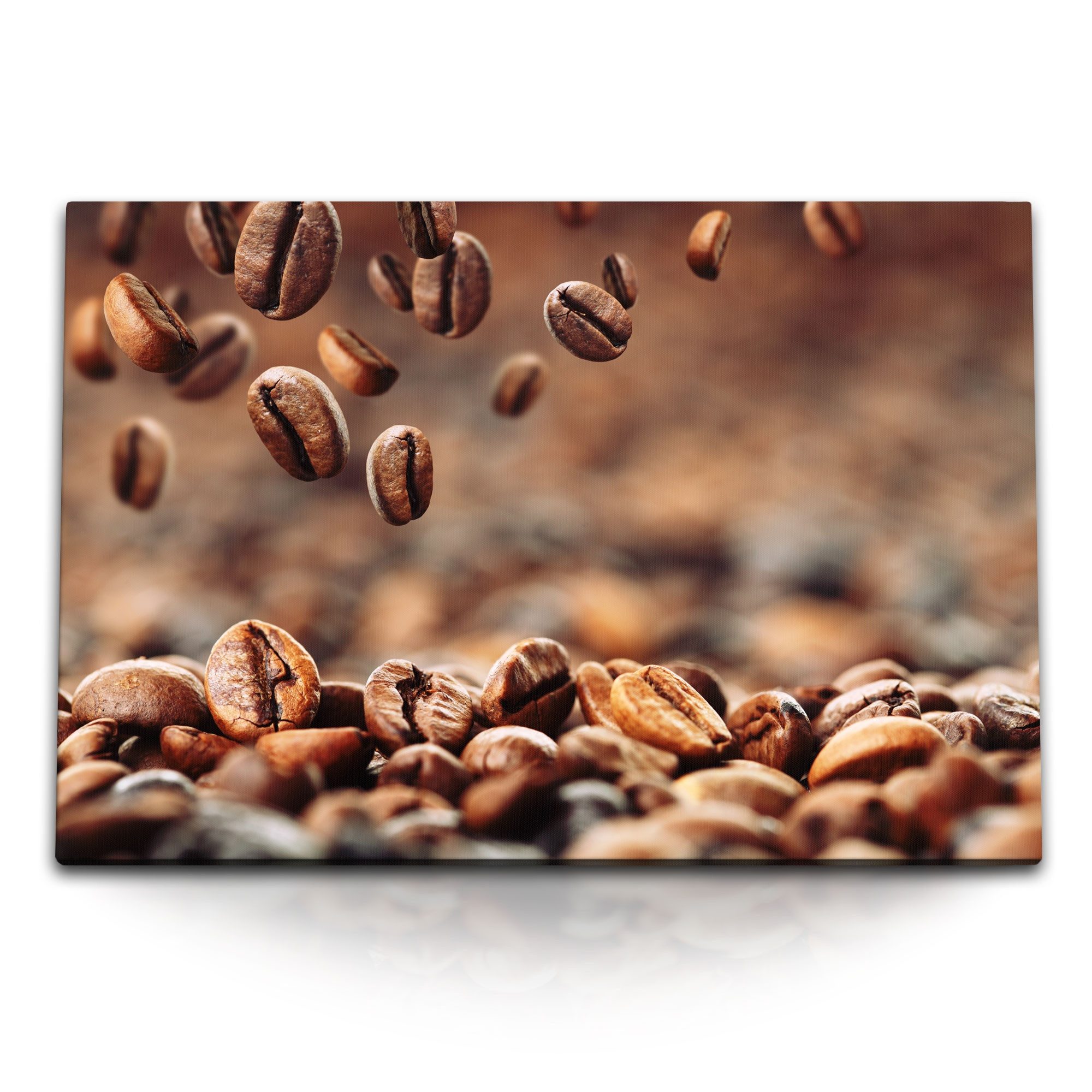 Sinus Art Leinwandbild 120x80cm Wandbild auf Leinwand Kaffee Kaffeebohnen Braun Küche Fotokun, (1 St)