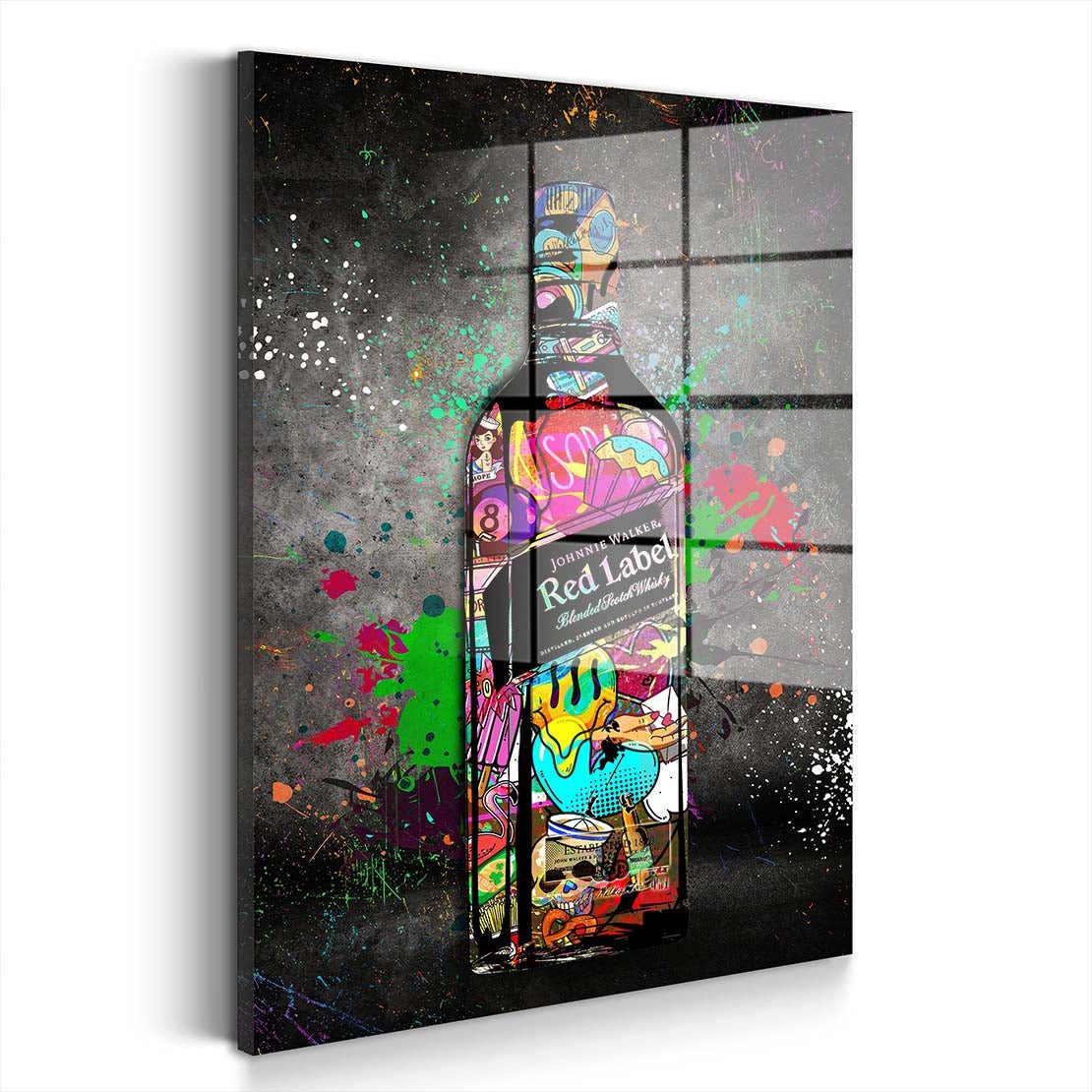 Artedinoi Acrylglasbild Whisky Street Art Style Acrylglas Wandbild Bild Wanddeko Wohnzimmer XL