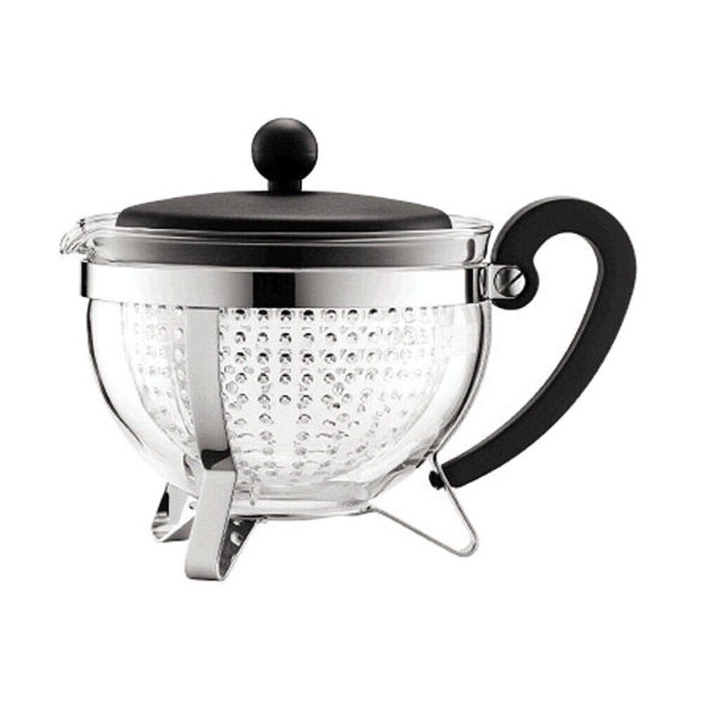 Bodum Teekanne Teekanne mit transparentem Filter 1,0 l Chambord, 0.80 l, Teekanne mit transparentem Filter, 0,8 l, Borosilikatglas, schwarz