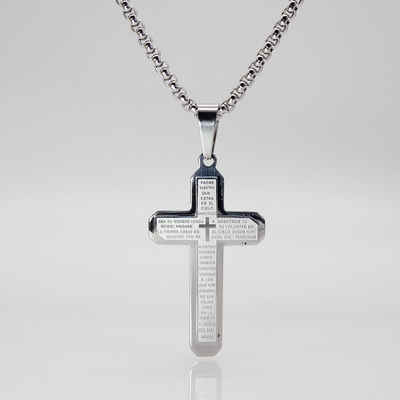 ELLAWIL Kreuzkette Edelstahlkette Kette mit Kreuz Anhänger Halskette Kreuzschmuck (Edelstahl, Kettenlänge 59 cm), inklusive Geschenkschachtel