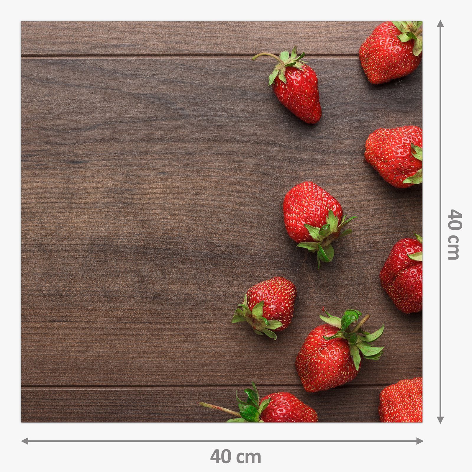 Motiv Primedeco Spritzschutz Küchenrückwand Küchenrückwand Erdbeeren Holztisch mit auf Glas