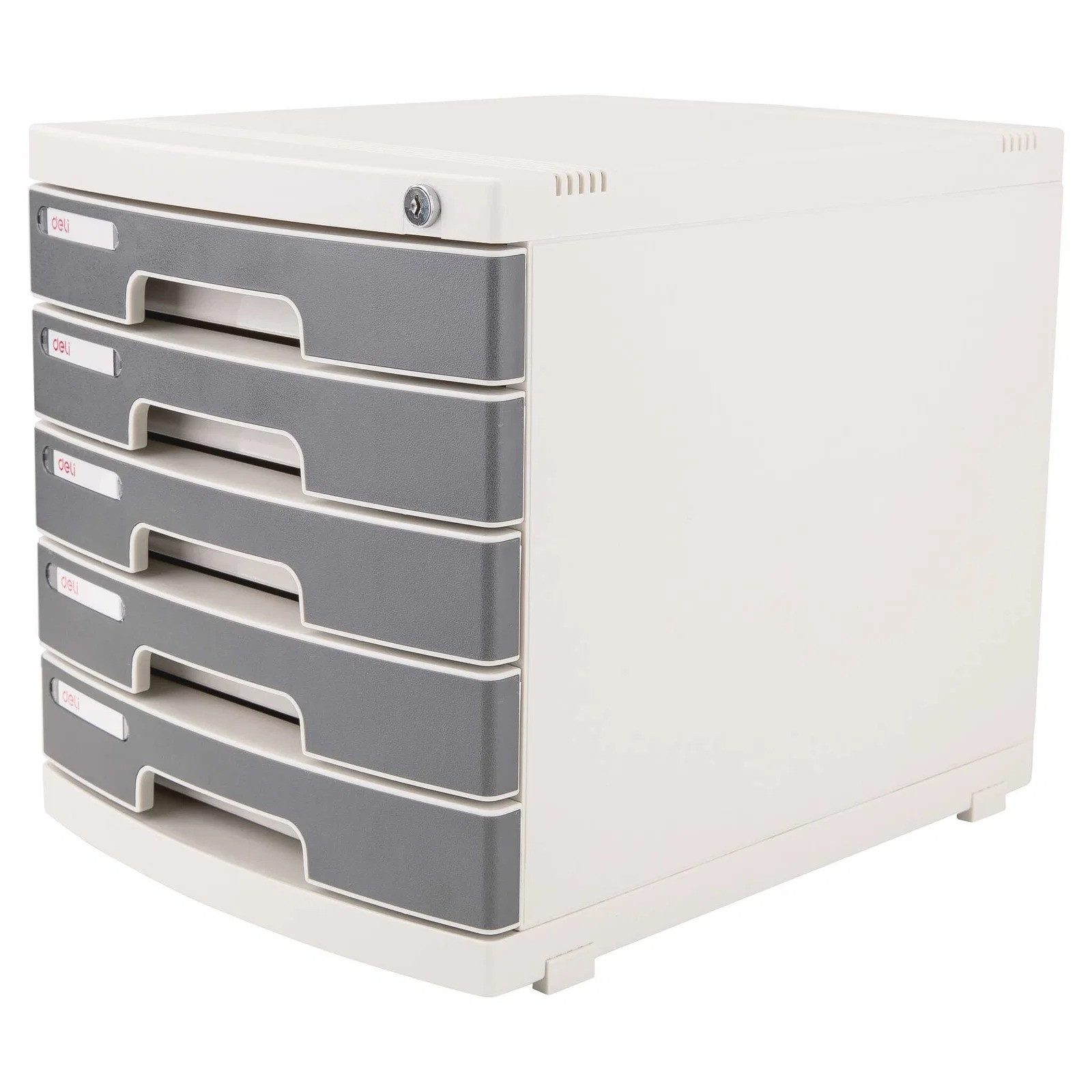 DELI Schubladenbox DELI Schubladenbox 5 Schubladen abschließbar HIPS grau
