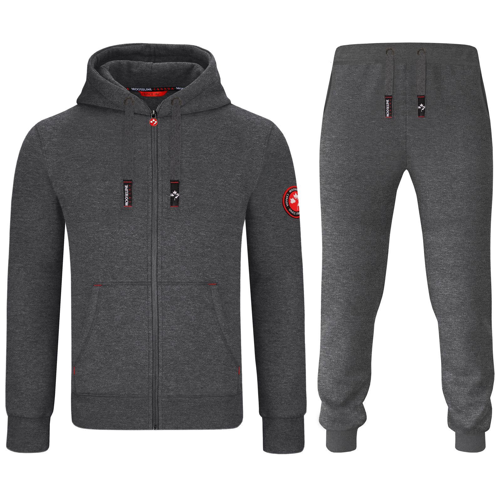 MOOSELINE Jogginganzug Herren Schwarz - rotes Stoffpatch (2-tlg), rote Patc günstig online kaufen