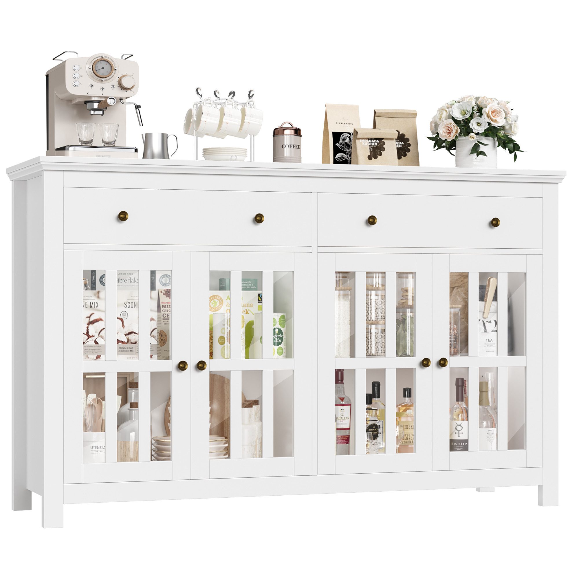 Homfa Sideboard Küchenschrank, Buffetschrank mit 2 günstig online kaufen