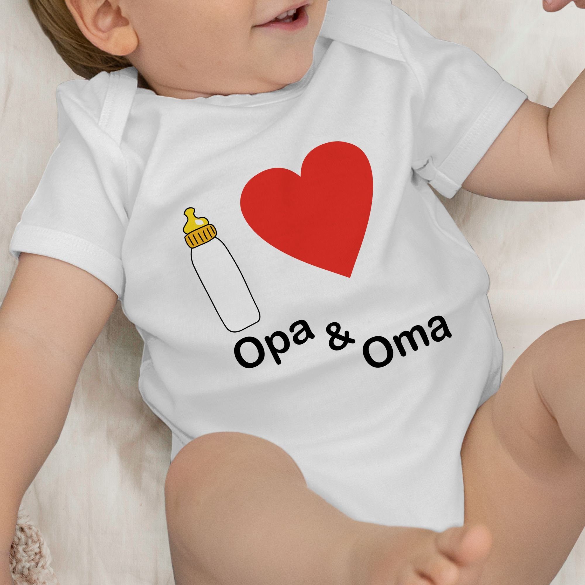 Shirtracer Shirtbody Nuckelflasche Oma Aktuelle Baby I 1 und Weiß Opa Trends love