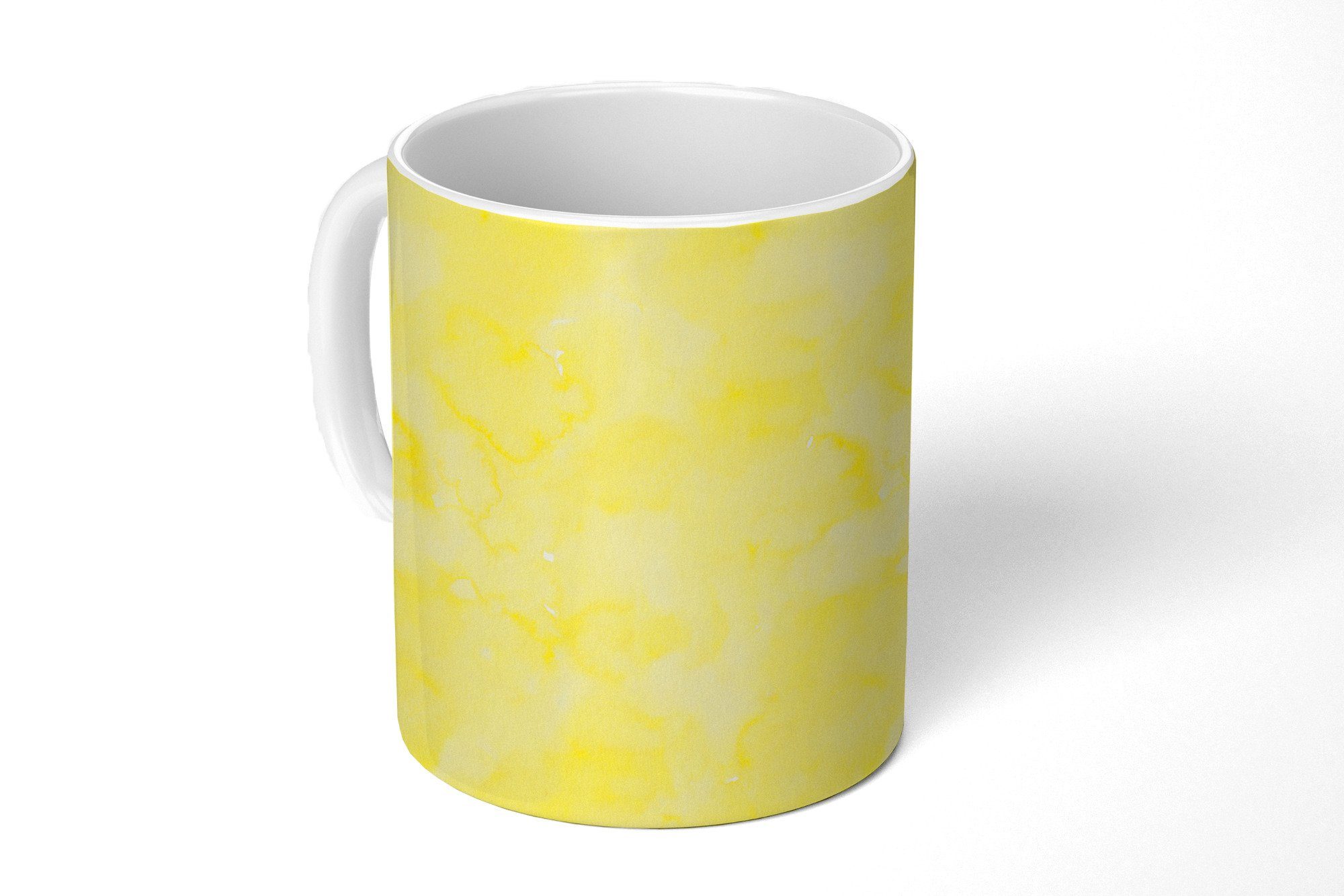 MuchoWow Tasse Muster - Aquarell - Gelb - Marmor, Keramik, Kaffeetassen, Teetasse, Becher, Teetasse, Geschenk