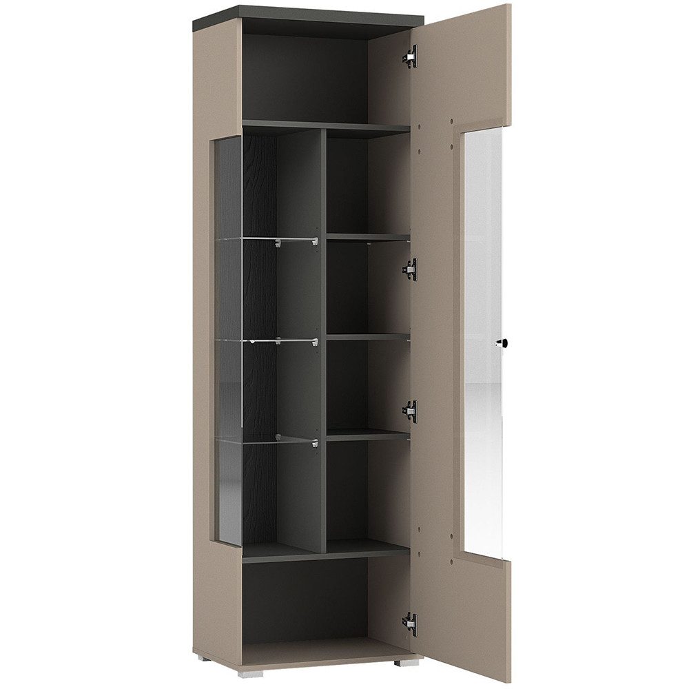 Lomadox Vitrine SELCE-83 in beige, Knopfgriff, inkl. LED-Beleuchtung günstig online kaufen
