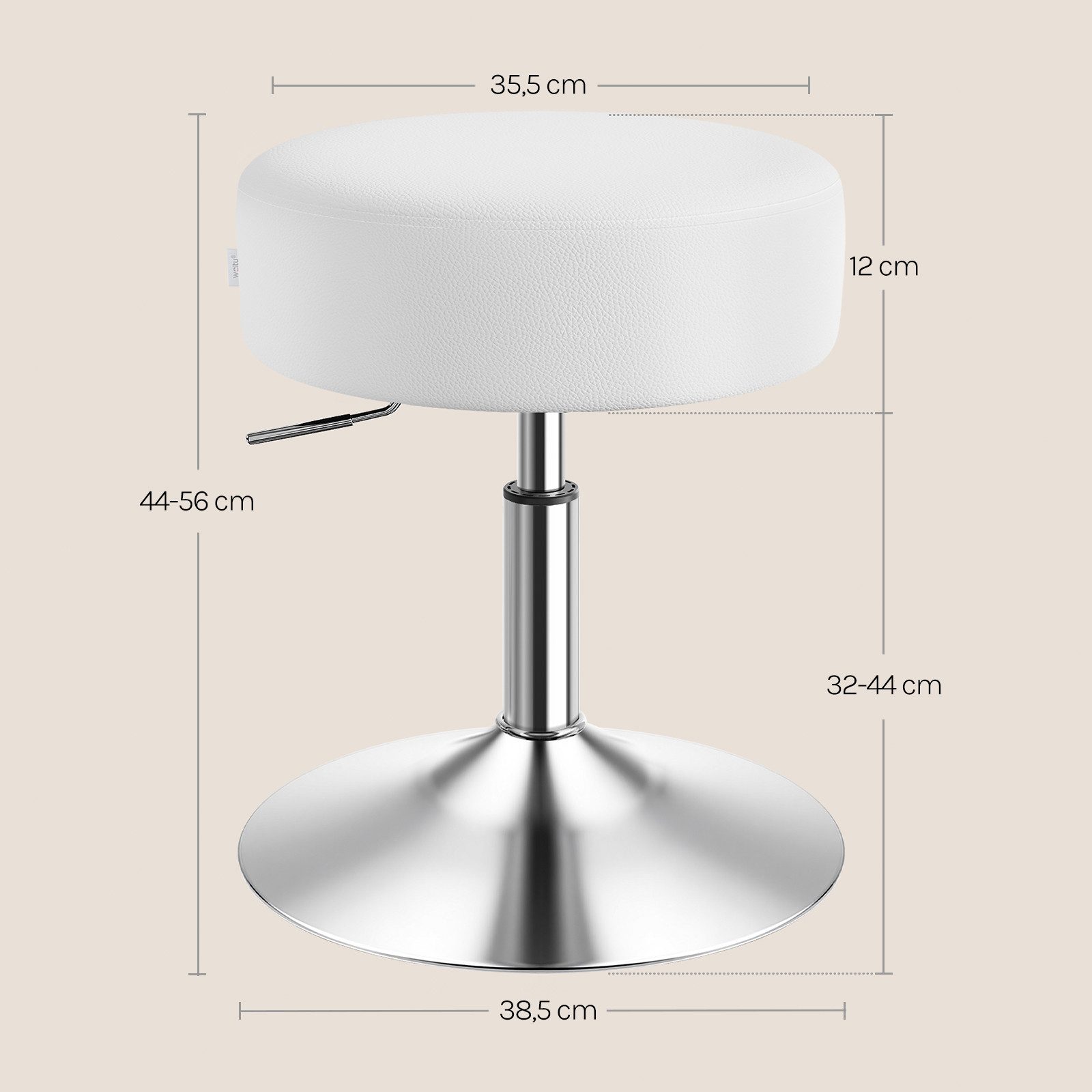 Woltu Drehhocker (1 St), Schminkhocker Kunstleder mit verchromtem Metallgestell