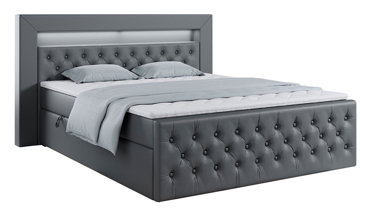 GOLD9, mit Multipocket-Matratze MÖBEL Doppelbett - MKS und Topper Boxspringbett Polsterbett