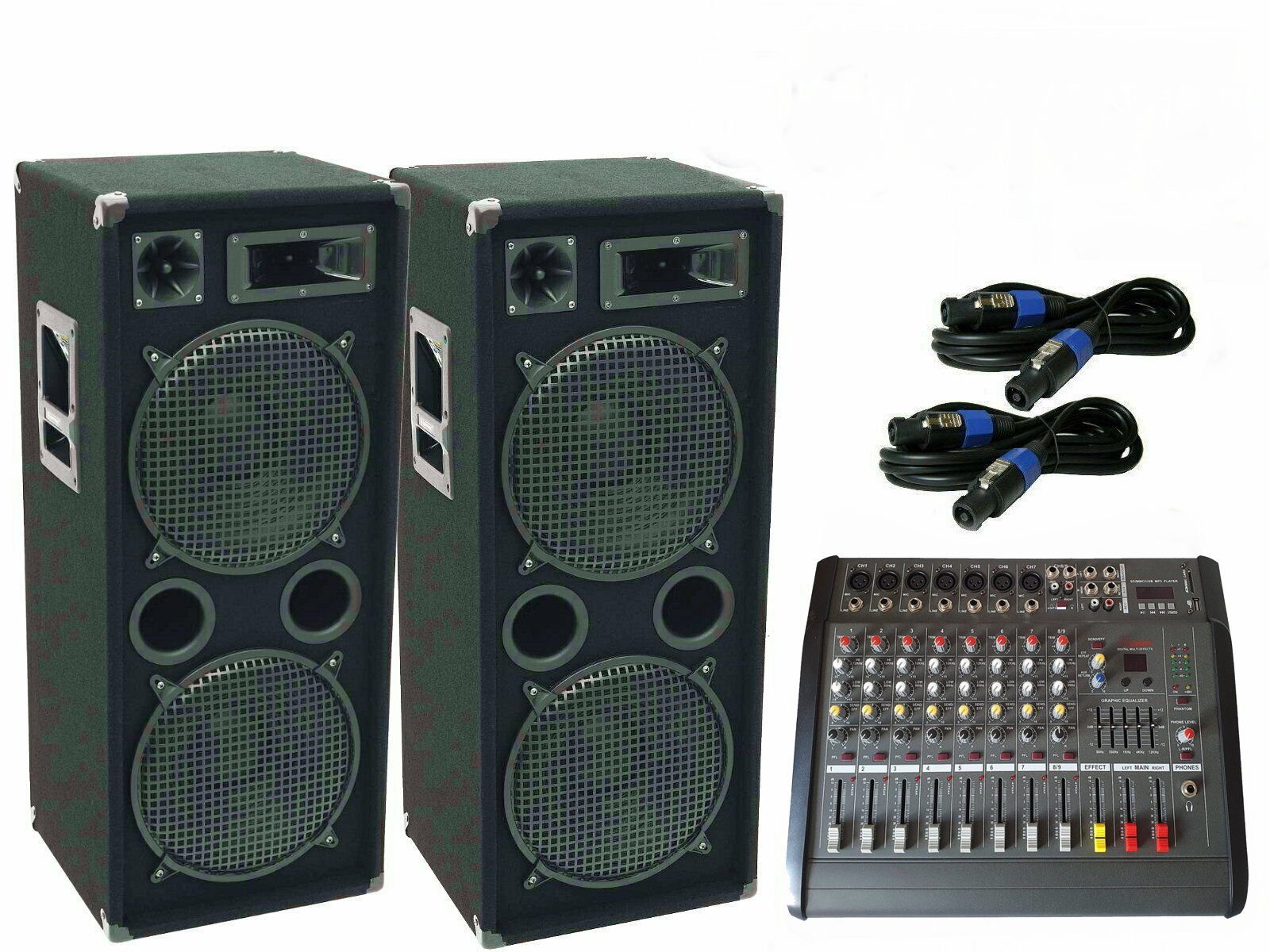 DSX Powermixer Pa Musik Anlage Watt (1500 3000 W) Party-Lautsprecher Boxen Kabel