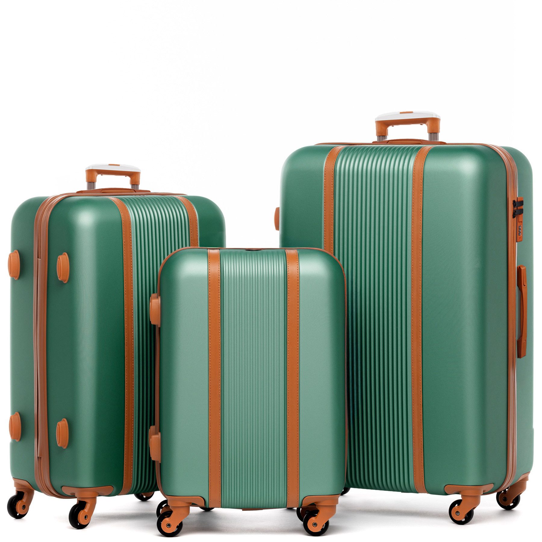 FERGÉ Kofferset Hartschale 3 teilig Koffer Set MILANO, 4 Rollen, (3er Kofferset stabil und leicht mit Zahlenschloß, 3 tlg., Hartschalen-Trolley Set 3 Größen Handgepäck Koffer M XL), Trolley 3er Koffer Set, Reisekoffer 4 Rollen, Premium Rollkoffer