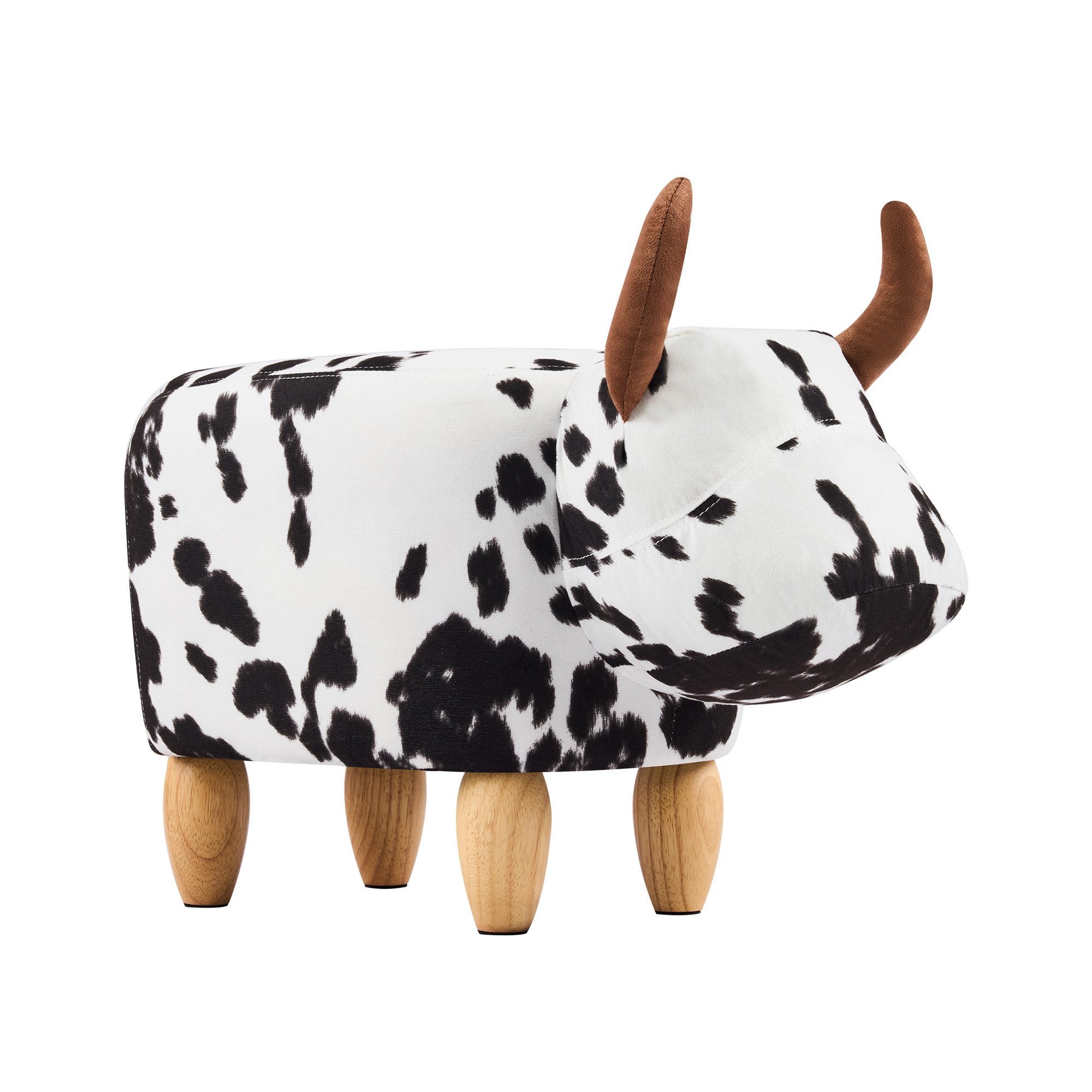 OKWISH Fußhocker Tierhocker (mit Massivholzfüßen Schwarz/Weiß, 1 St., 62 x 35 x 36 cm)