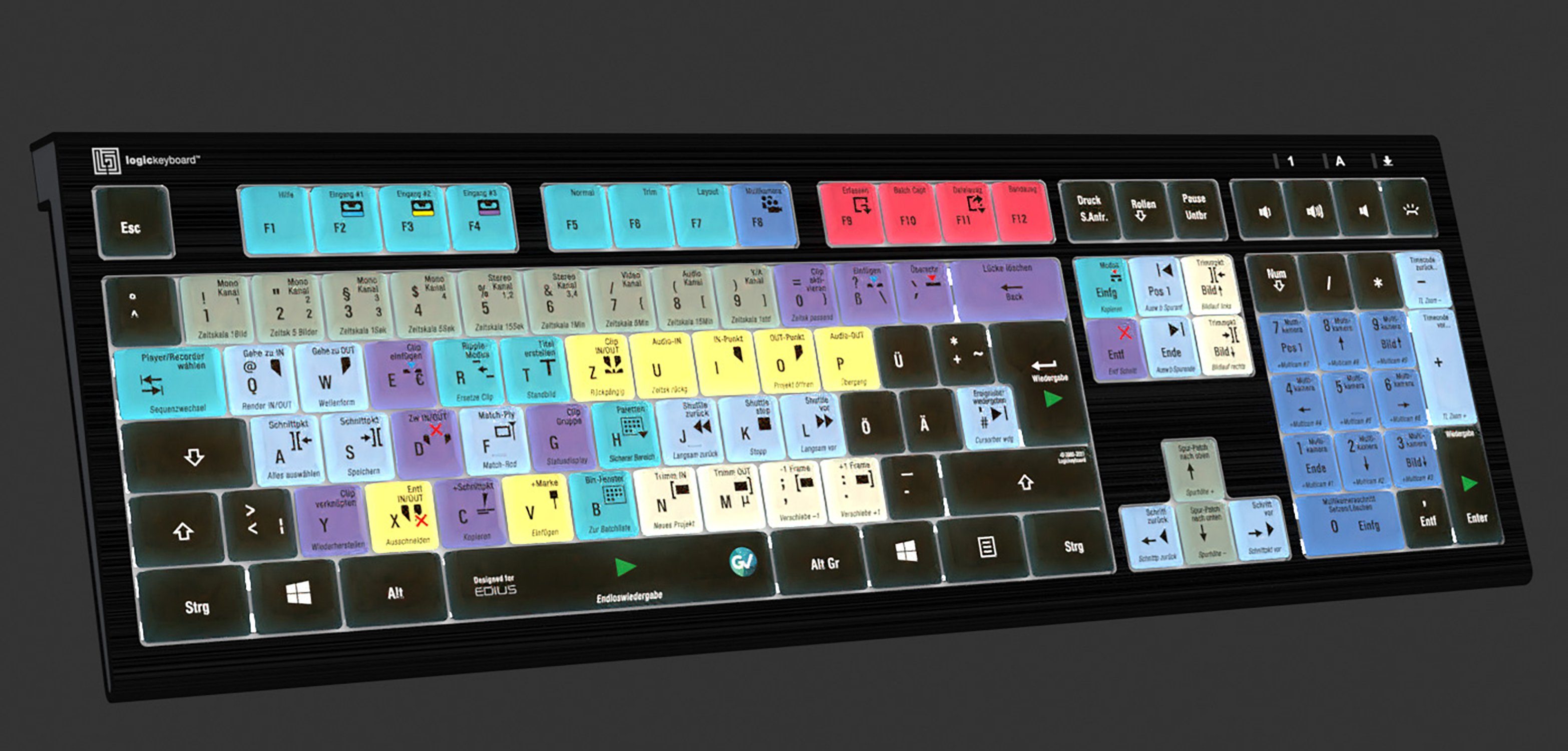 Logickeyboard EDIUS Professional Tastatur V2 Deutsch hintergrundbeleuchtet Tastatur