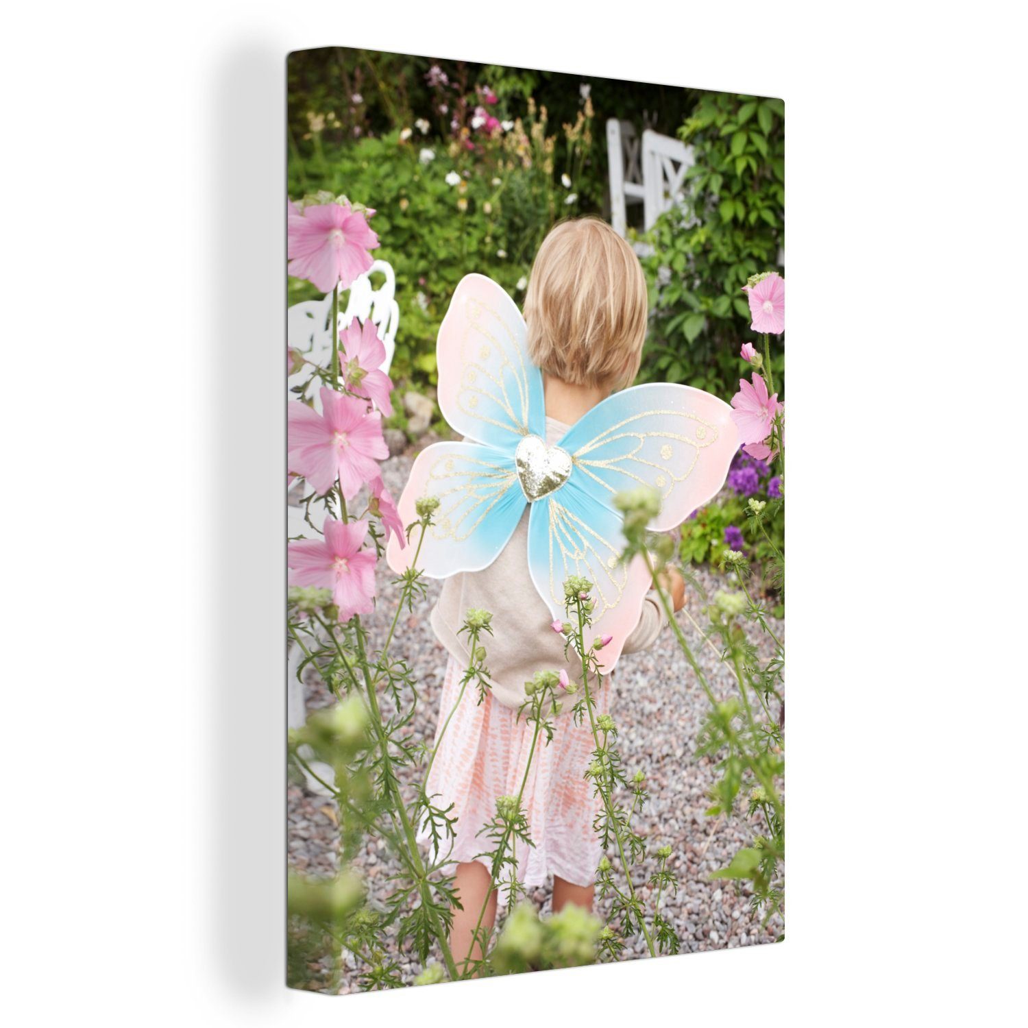 OneMillionCanvasses® Leinwandbild Mädchen mit Feenflügeln, St), (1 20x30 Zackenaufhänger, Gemälde, bespannt cm Leinwandbild inkl. fertig