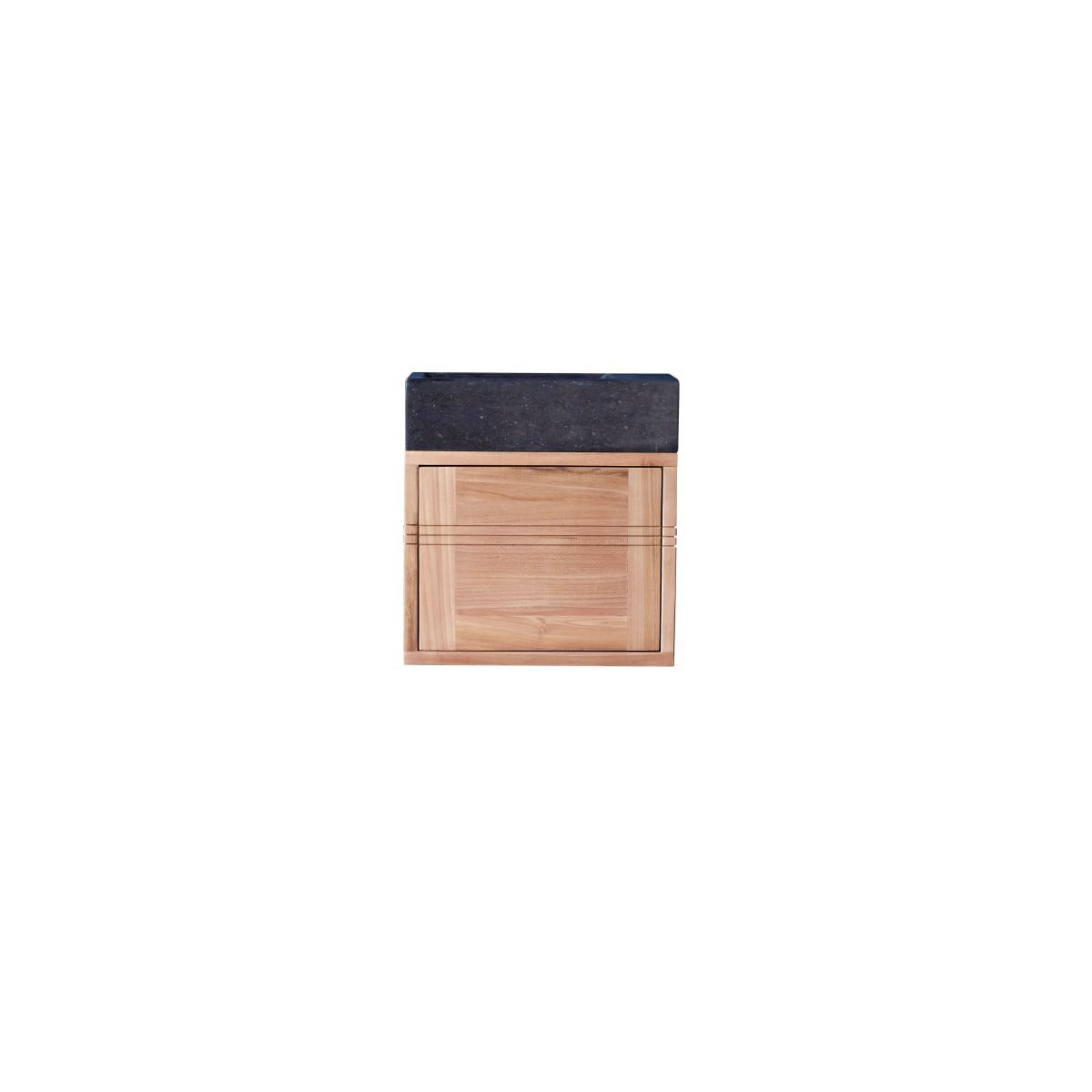 Tikamoon Waschtisch Basic Badunterschrank aus massivem Teakholz und Marmor black