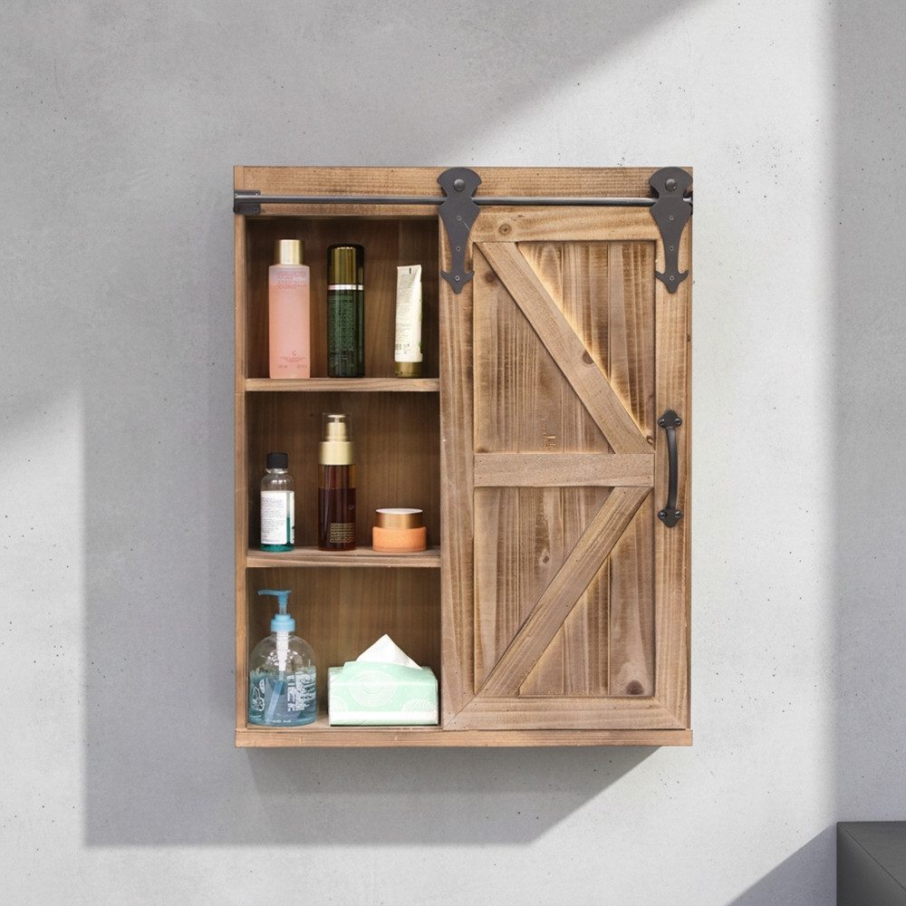 Mucola Spiegelschrank Wandschrank Schiebetür Spiegelschrank Regal Weiß Vitrine Badschrank (Stück) Inkl. Spiegel auf der rechten Seite