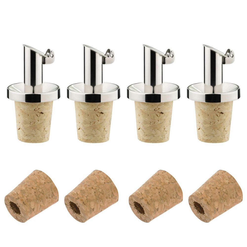 WESTMARK Flaschenausgießer 4 Stück »Inox Öl-Spezial« + 4 Ersatzkorken, mit Metallkläppchen
