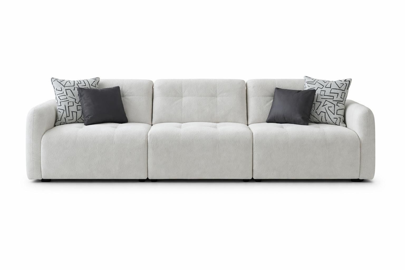 Xlmoebel Big-Sofa Modernes Modulsofa in Weiß mit Holzrahmen und weichen Armlehnen, 3 Teile, Made in Europa
