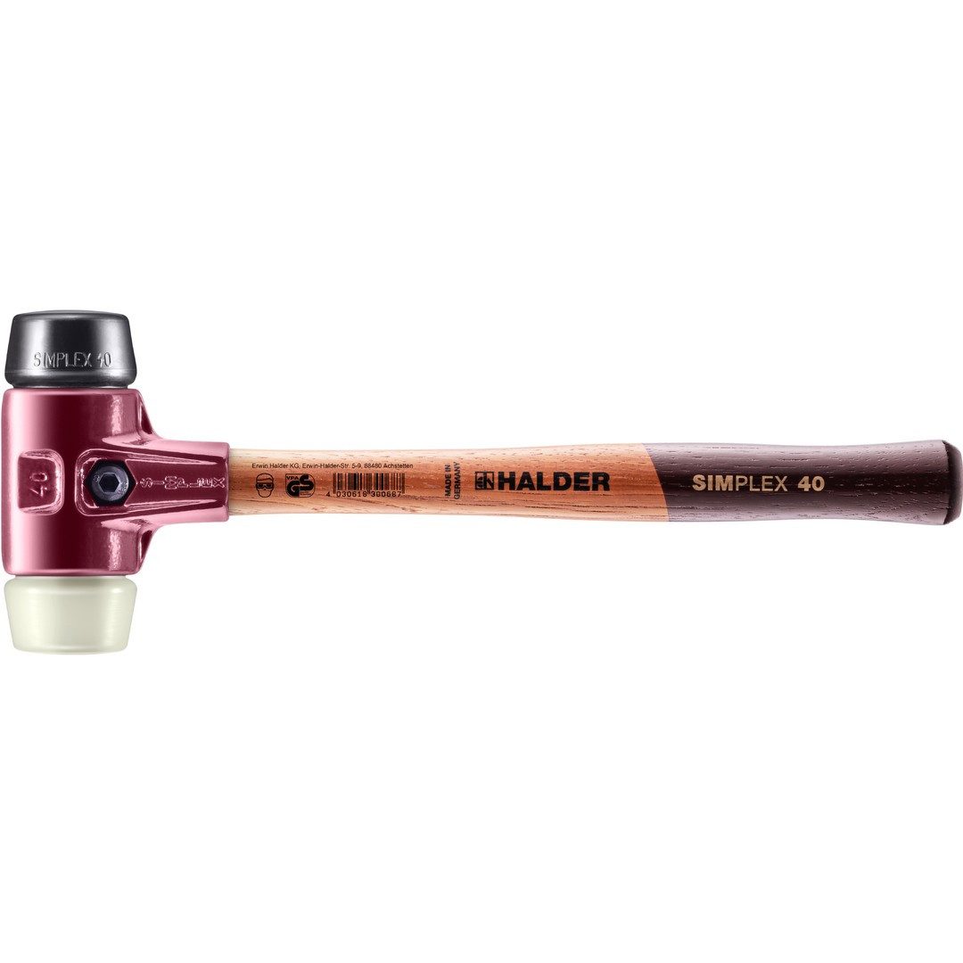 Gummihammer HALDER SIMPLEX Schonhammer Ø 40 mm Gummi / Nylon mit Tempergussgehäuse