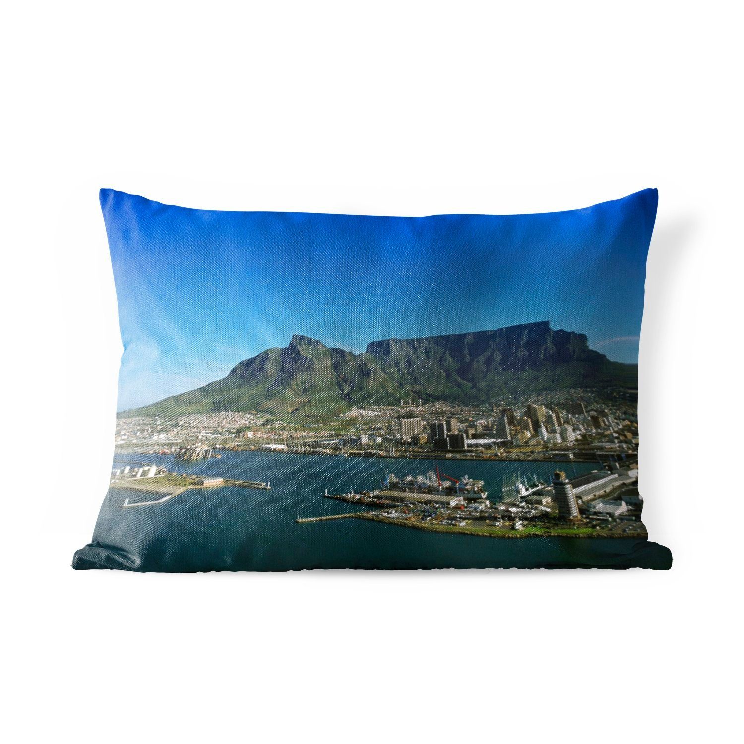 MuchoWow Dekokissen Kapstadt mit dem Tafelberg im Hintergrund, Outdoor-Dekorationskissen, Polyester, Dekokissenbezug, Kissenhülle