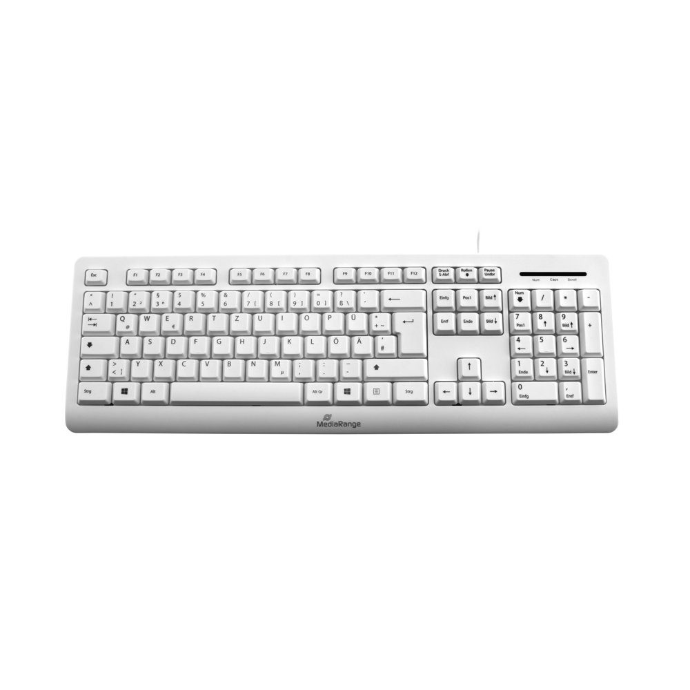 Mediarange Tastatur mit Kabel Keyboard QWERTZ kabelgebunden weiß MROS110 Tastatur