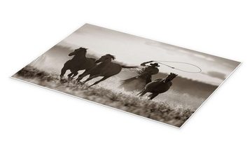 Posterlounge Poster Richard Wear, Cowboy der Pferde fängt, Fotografie