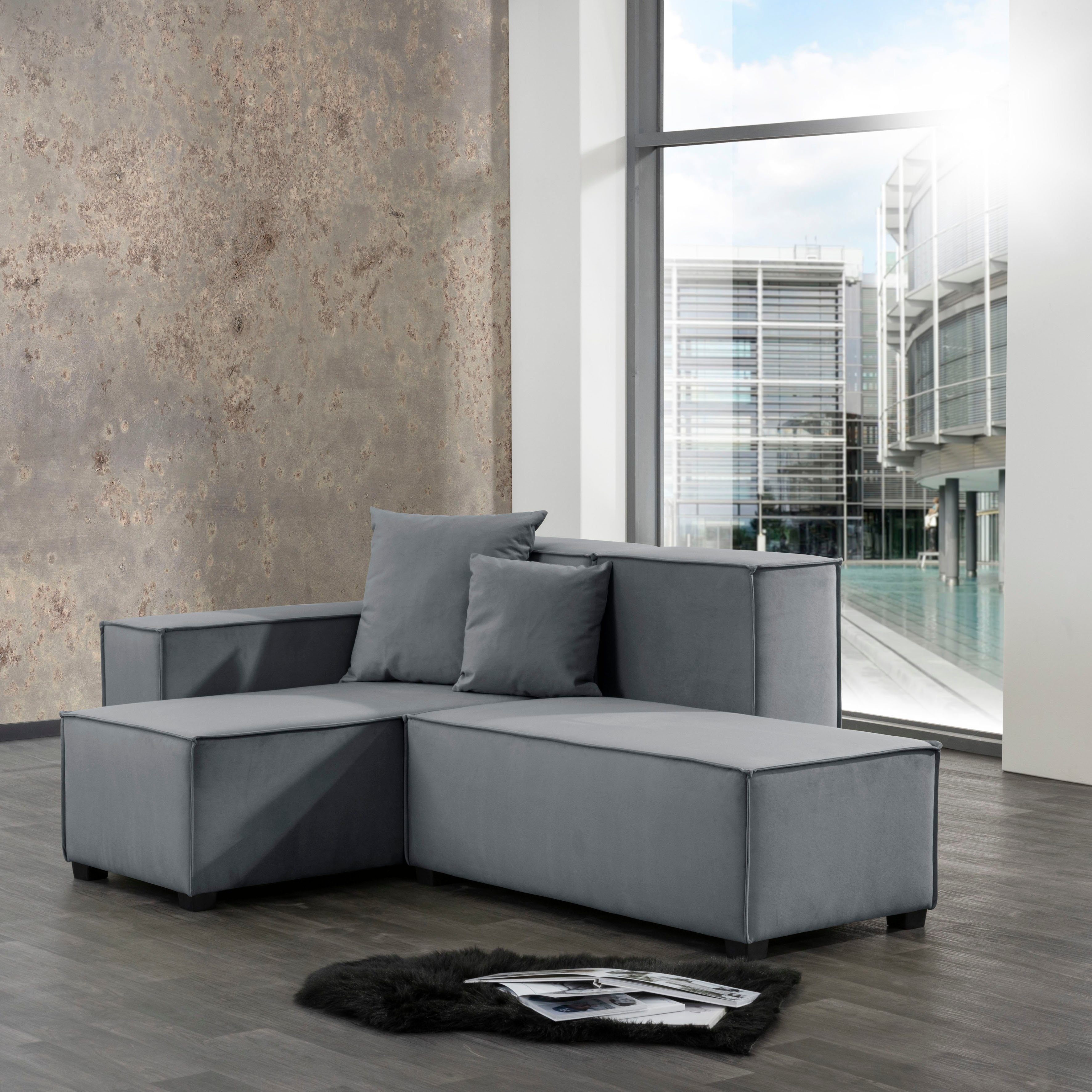 Max Winzer® Wohnlandschaft MOVE, Set, Sofa-Set 07 aus 5 Sitz-Elementen, inklusive 2 Zierkissen, kombinierbar grau