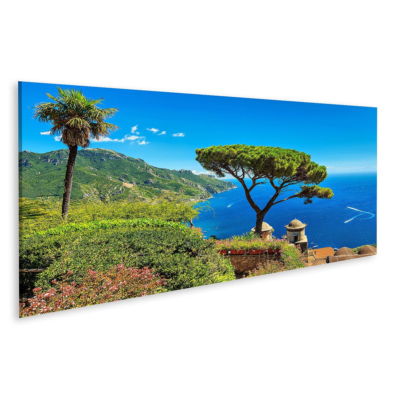 Leinwandbild Bild auf Leinwand Schöne Blumen Und Wundervolle Gartenterrasse Der Vil