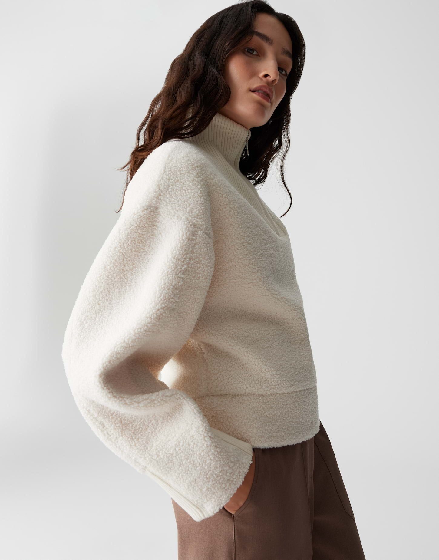 OPUS Sweatshirt GICK Regular Fit aus Teddyfell lockere Passform, flauschiger Griff, wärmend