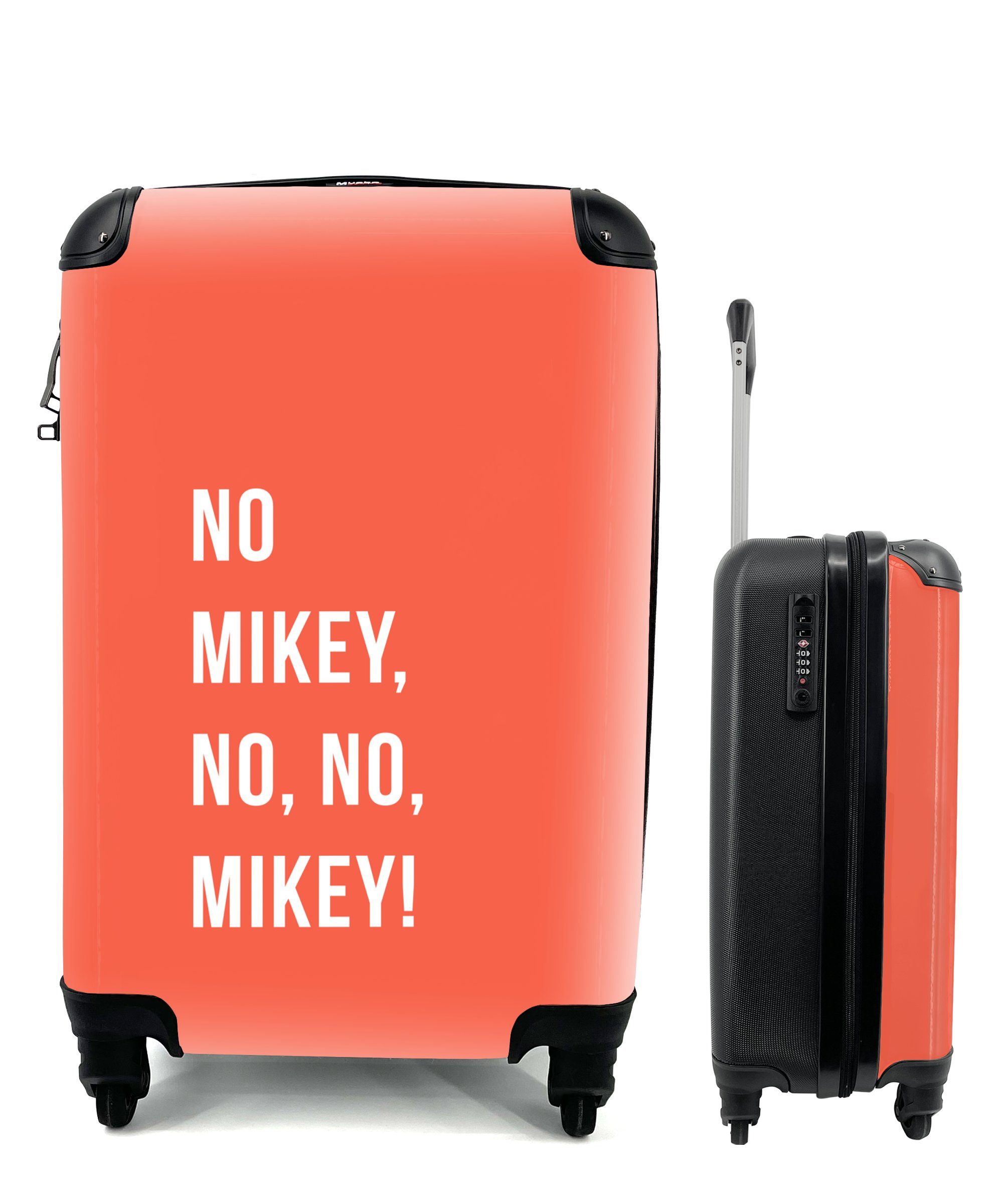 ist das günstigste in Japan! MuchoWow Handgepäckkoffer Zitate - für Ferien, mit Reisetasche Rollen, - nein, Trolley, nein, Nein 4 Mikey! Reisekoffer Handgepäck rollen, Mikey, Orange
