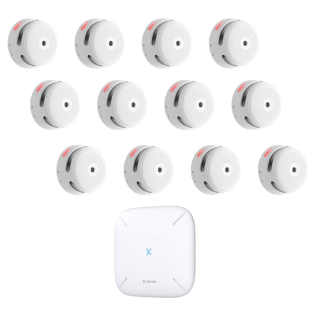 X-SENSE FS121 RF-Rauchmelder-Set mit Basisstation SBS50 und 12x XS01-M Rauchmelder (Vernetztes Rauchwarnsystem, App-Benachrichtigungen)