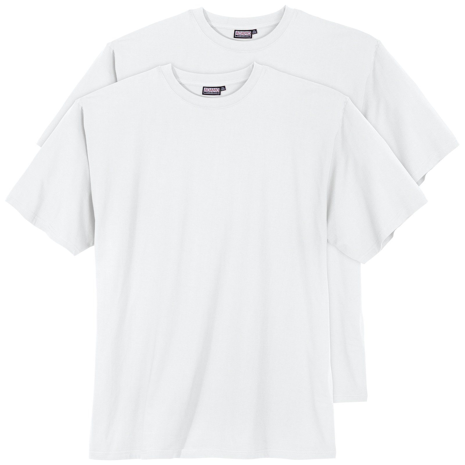 ADAMO Rundhalsshirt 2er Pack T-Shirts weiß Übergröße Adamo Fashion