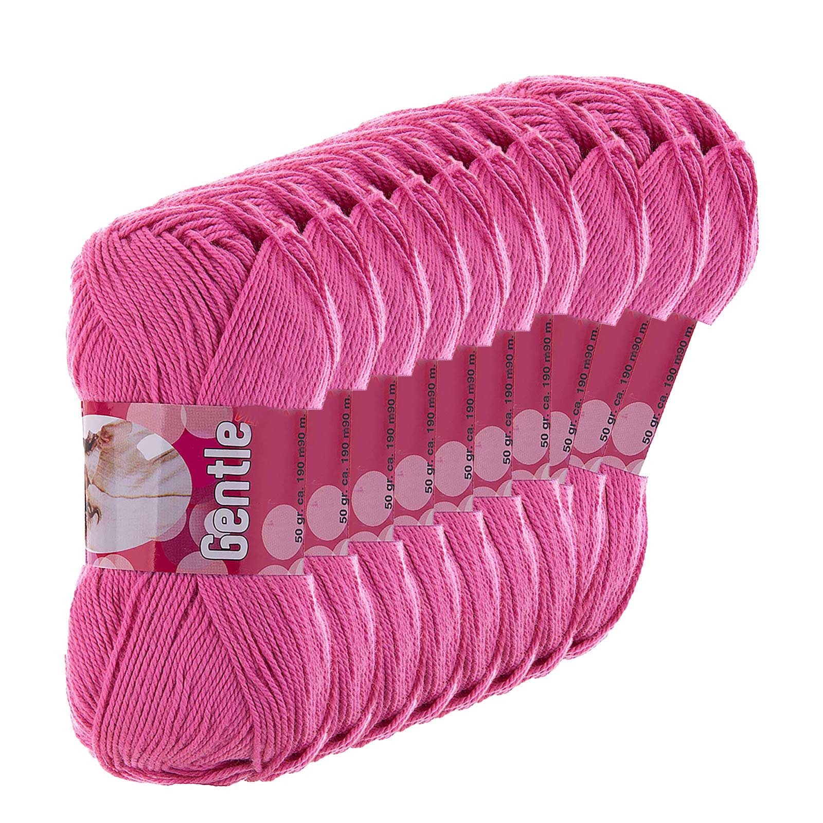Kartopu 10 x 50g Lanoso Gentle Sommergarn Stricken Häkeln 100% Baumwolle Häkelwolle, 190 m, 946 magenta