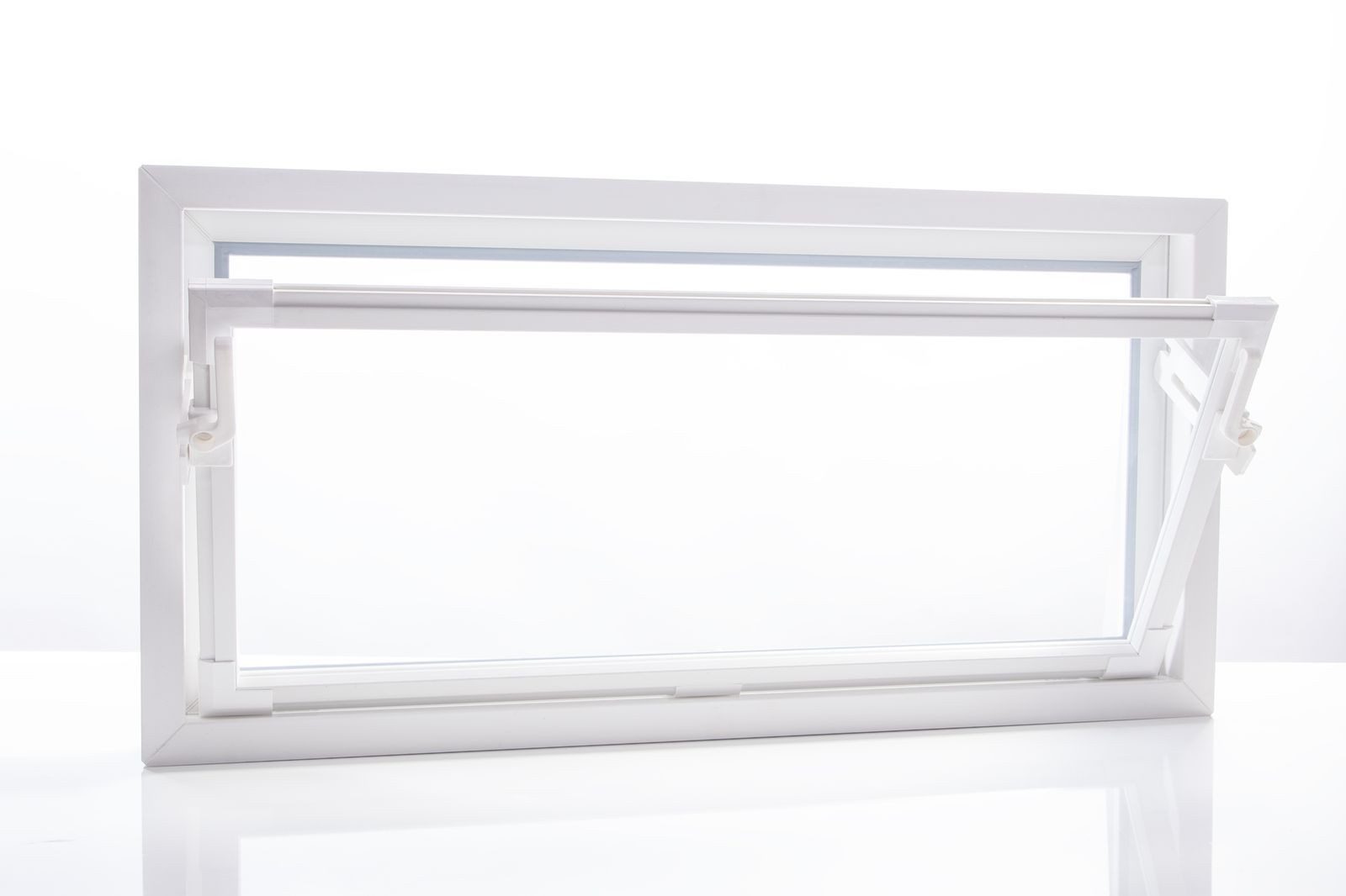 ACO Severin Ahlmann GmbH & Co. KG Kellerfenster Einfachglas ESG Kunststoff Kippfenster weiß, Größe: 80x50cm, wärmeisolierend, Schutzgitter nachrüstbar