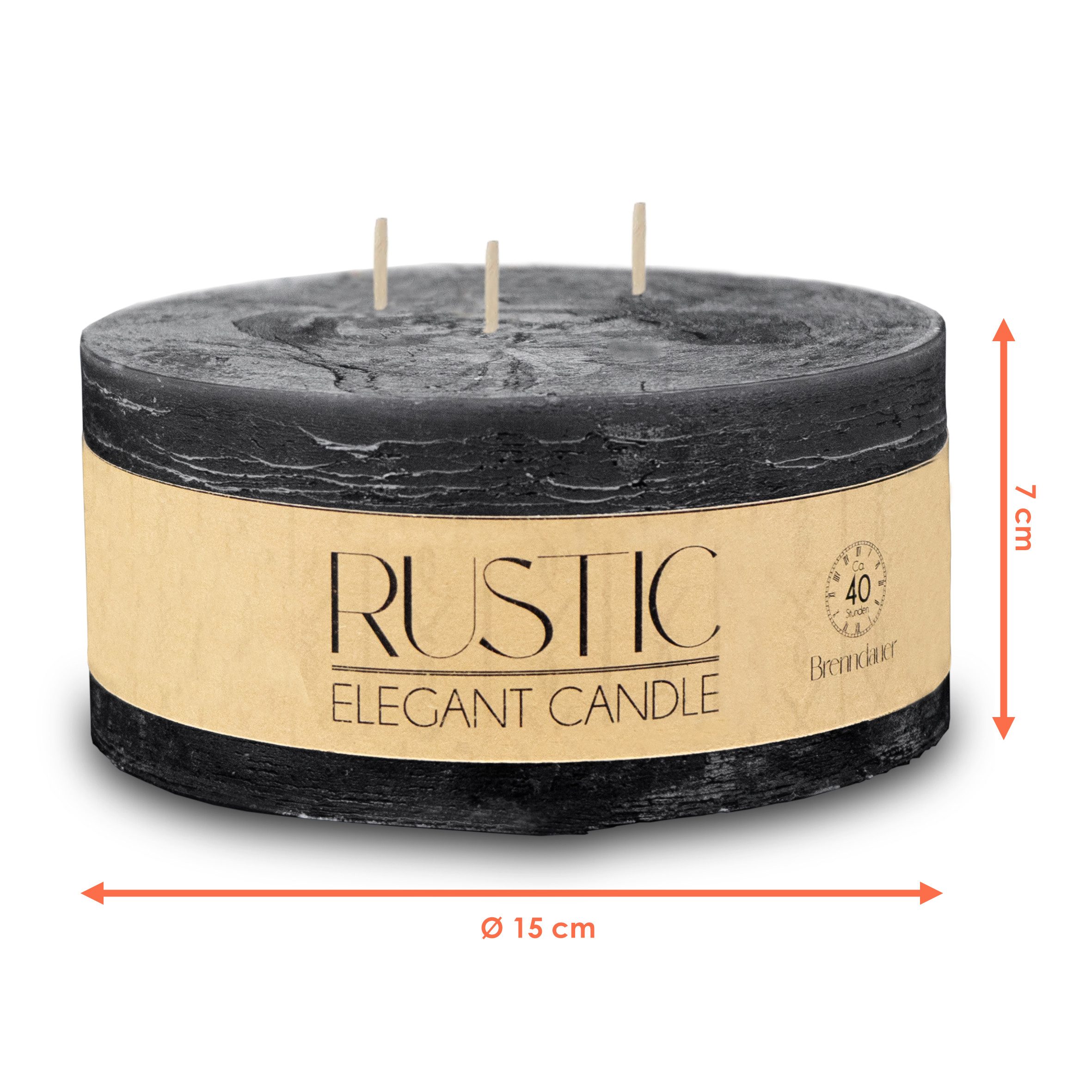 Spetebo Rustic-Kerze XL 3-Docht Kerze rund unparfümiert (Große Stumpen Kerz günstig online kaufen