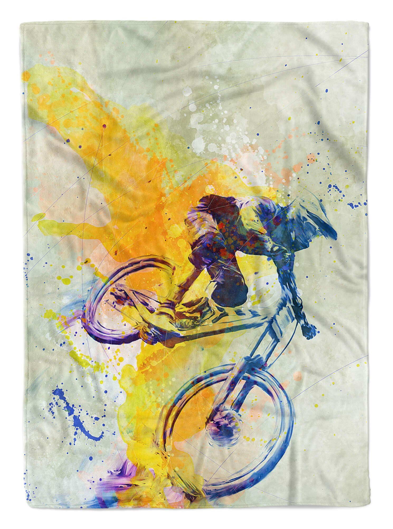 Sinus Art Handtücher SplashArt Sport Handtuch Strandhandtuch Saunatuch Kuscheldecke Kunstvoll MTB Downhill Spo, Baumwolle-Polyester-Mix (1-St), Handtuch