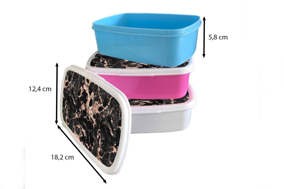 MuchoWow Lunchbox Marmor Rose Snackbox, - rosa (2-tlg), Kunststoff, Mädchen, Brotdose Erwachsene, - Muster Chic, Kinder, für Kunststoff - Brotbox