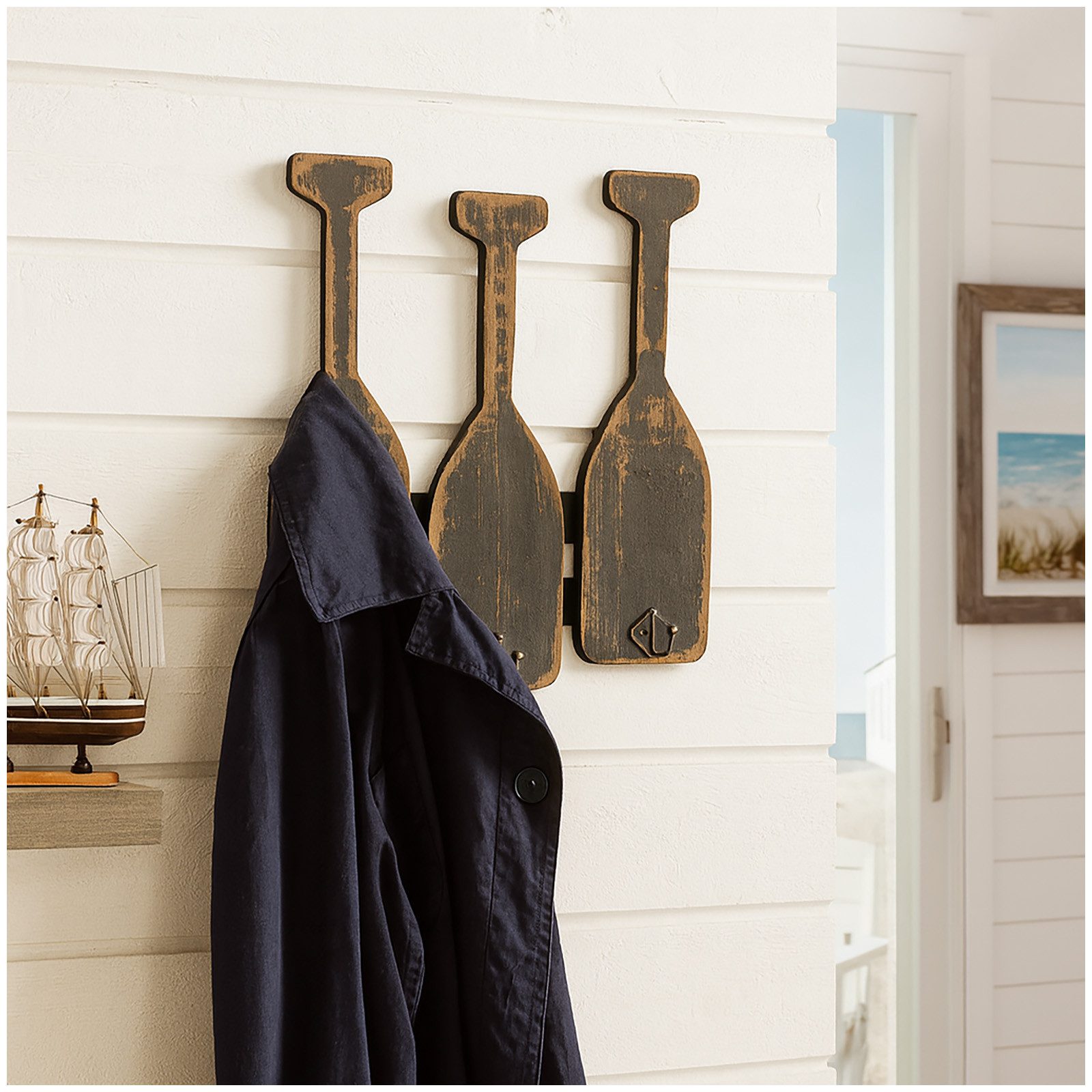 HTI-Living Hakenleiste Kleiderhaken Paddel Vintage, (Stück, 1 St., 1 Hakenleiste), Kleiderhaken Garderobe