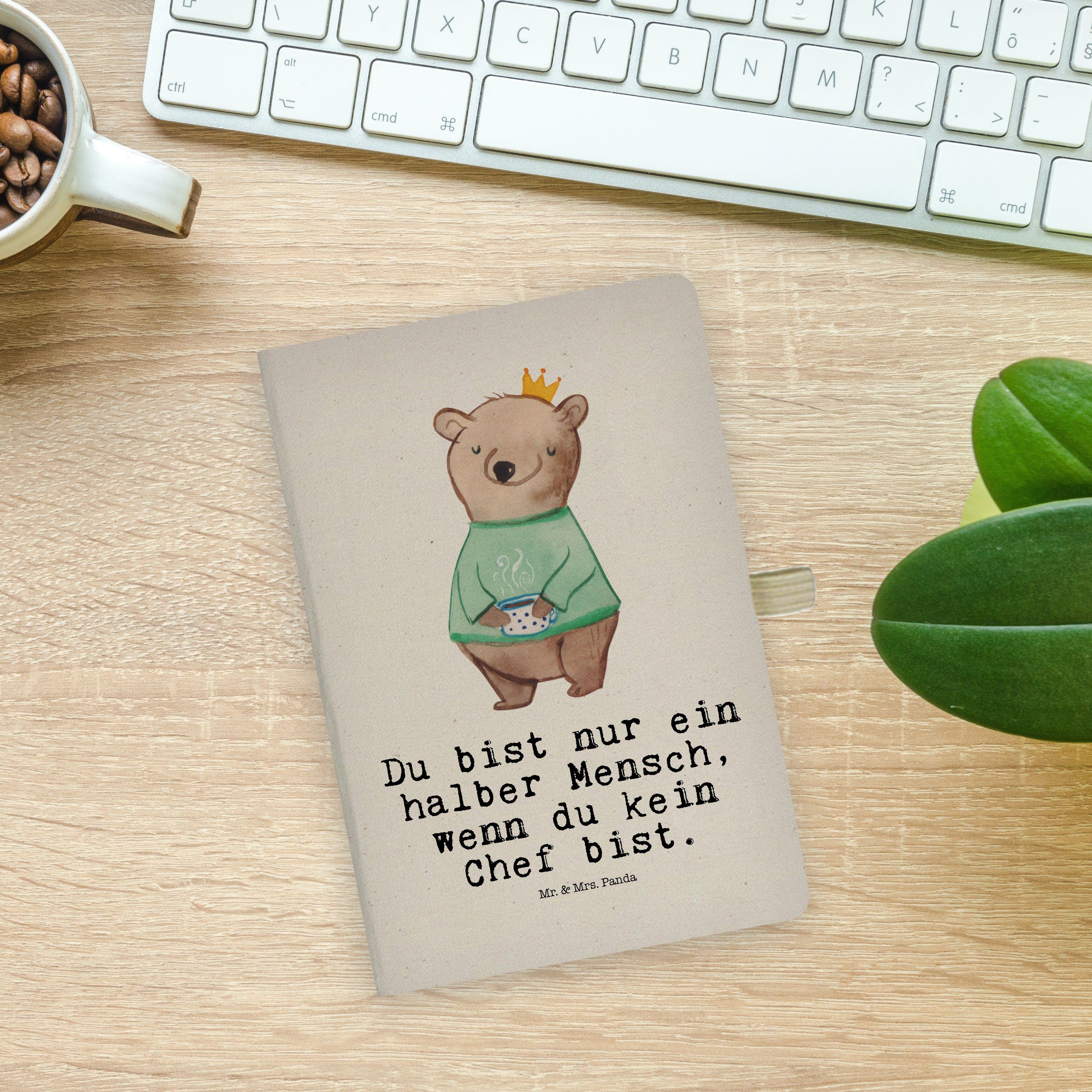 Herz Transparent Mr. Panda & Geschenk, Führungskraft, Panda - Mr. Eintragebuch, Notizbuch Mrs. mit Mrs. - & Chef