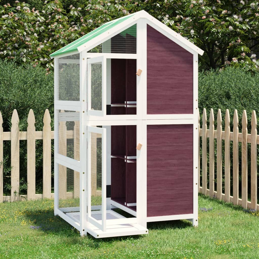 vidaXL Voliere, Mokka 97x81x152 cm Massivholz Kiefer