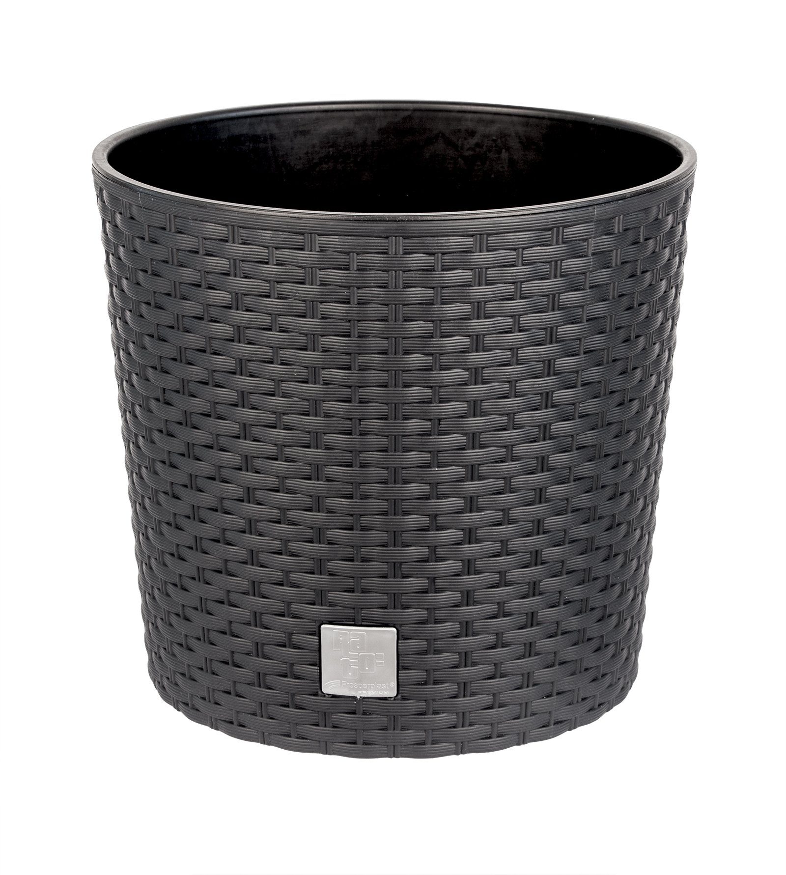 BigDean Blumentopf 20cm Rattan Anthrazit Pflanzkübel übertopf mit Einsatz Pflanztopf ru