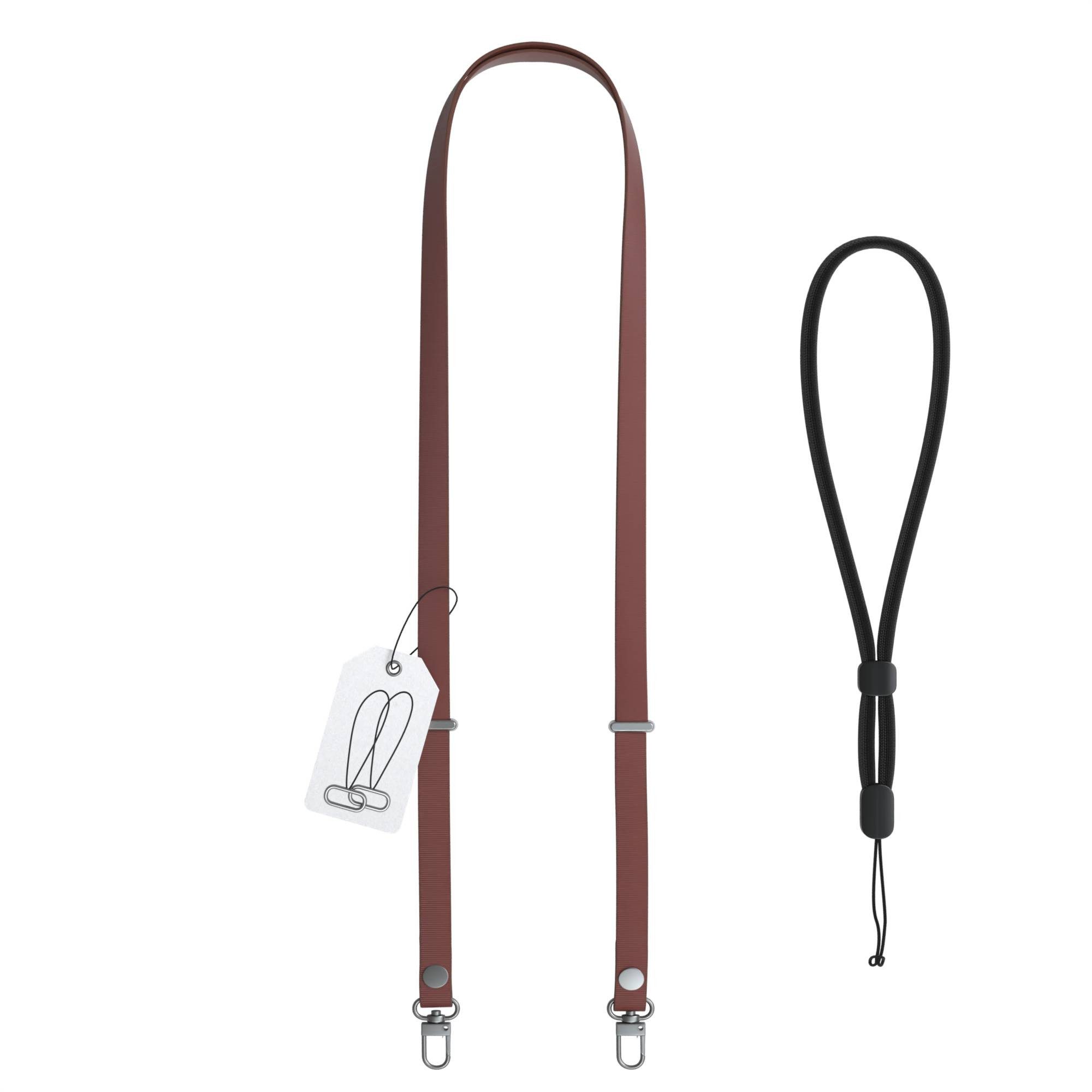 EAZY CASE Schulterriemen Handykette magnetisch Universal für alle Modelle Minimalistisches Umhängeband für Smartphones und Handyhüllen Braun