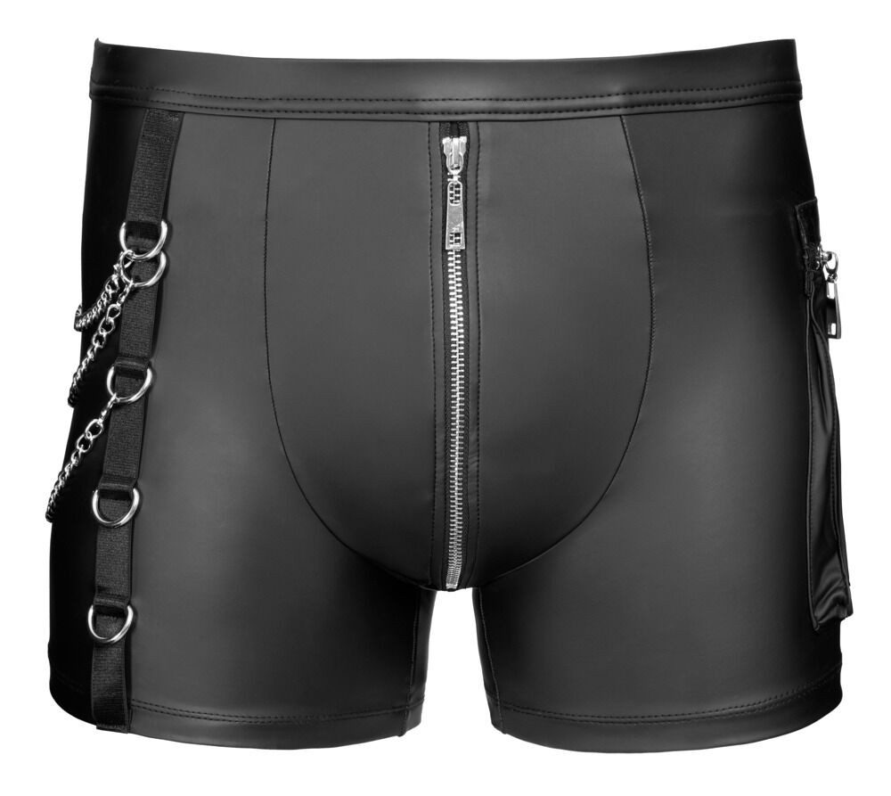 NEK Boxershorts Boxershorts im schwarzen Mattlook mit Ketten und Reißverschluss (1-St) Unterlegter Reißverschluss im Beutel – Bild 4 von 5